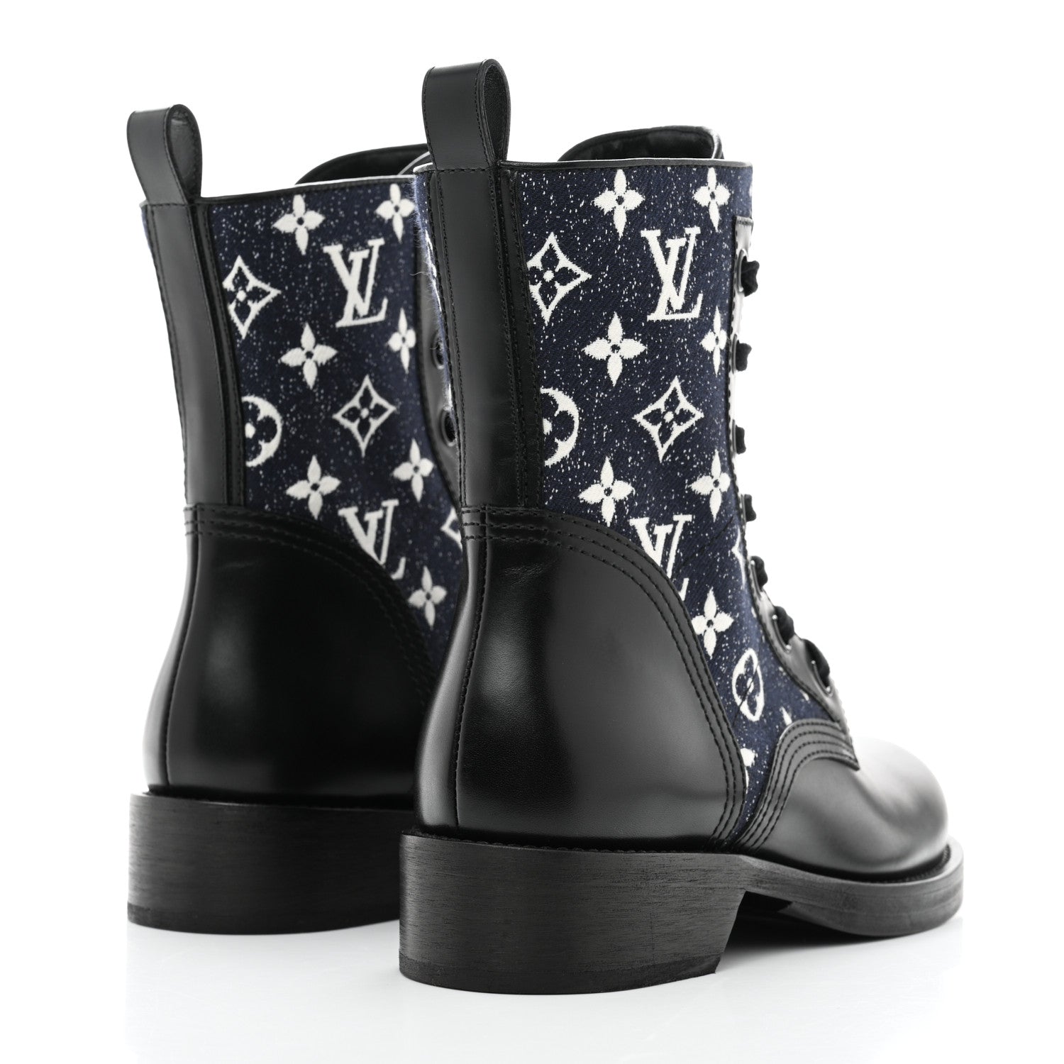 Louis Vuitton Denim Calfskin Monogram Metropolis Flat Ranger Boot 37 Navy Blue 4 of 9