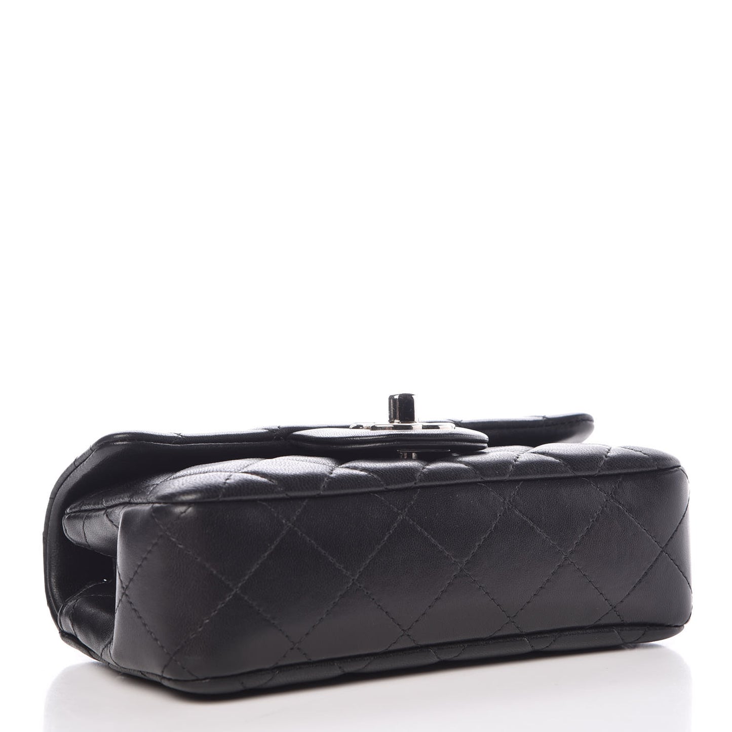 Lambskin Quilted Extra Mini Rectangular Flap Black