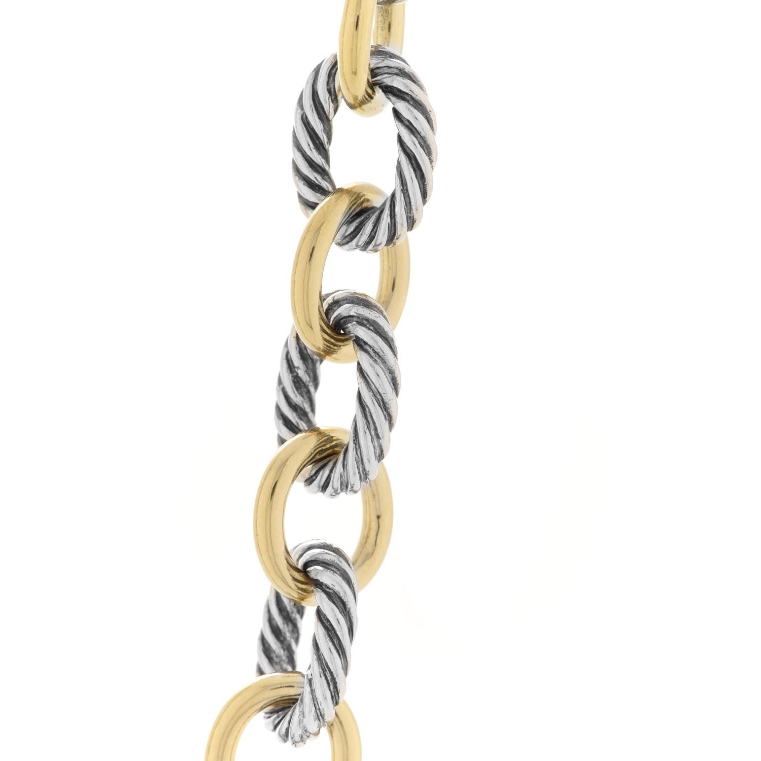 David Yurman Sterling Silver 18K Yellow Gold 12mm Large Oval Link Necklace 4 of 5