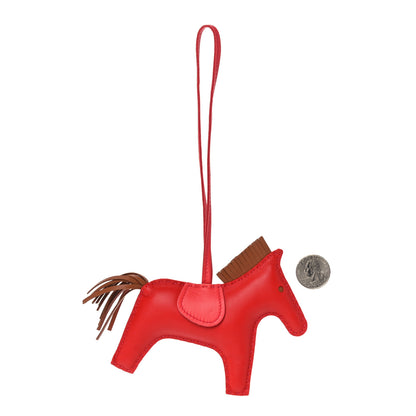 Hermes Milo Lambskin Grigri Rodeo Horse Bag Charm MM Rouge Indien Gold Bougainvillea 2 of 5