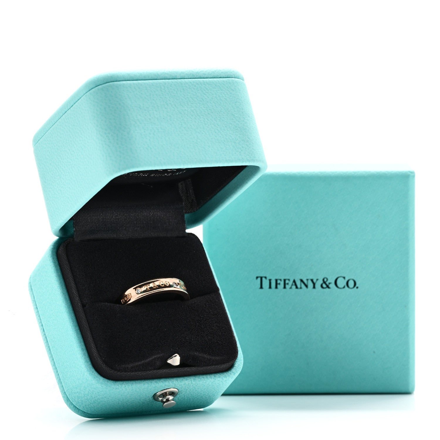 Tiffany 18K Rose Gold Diamond Narrow 1837 Ring 52 6 5 of 5