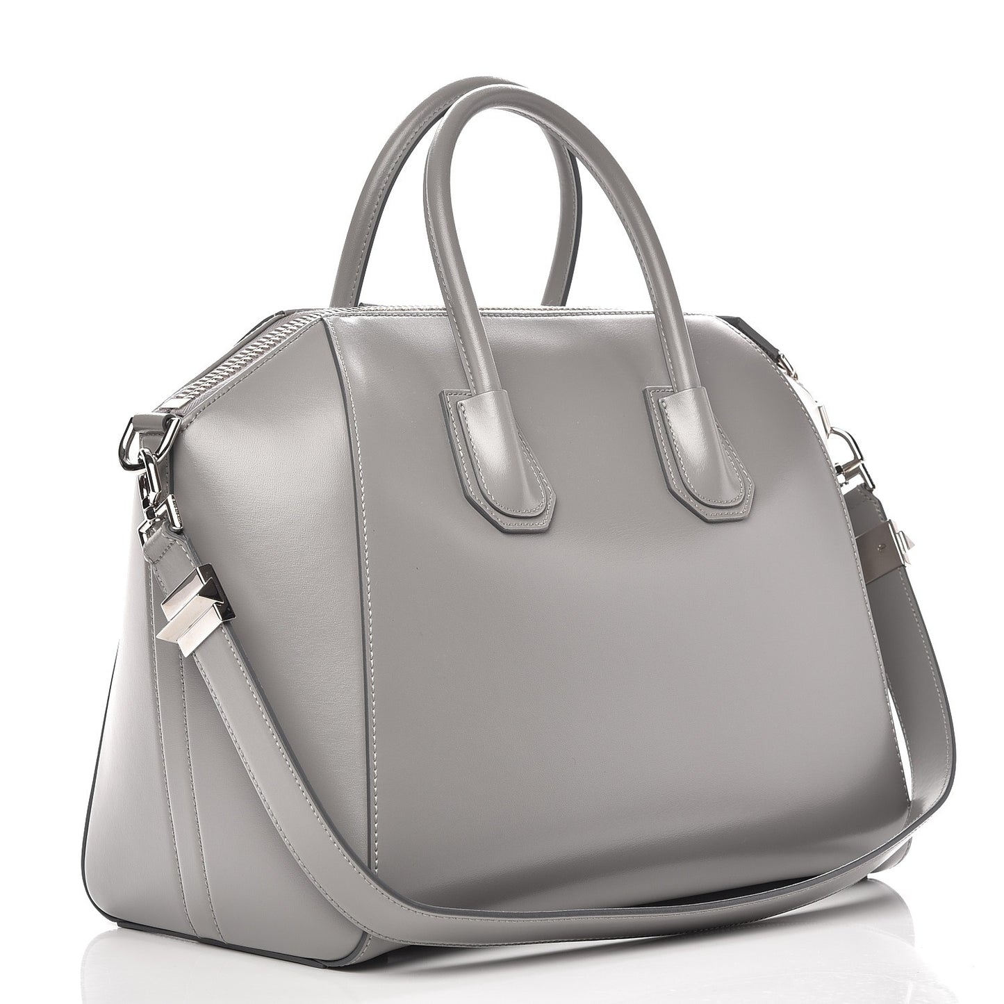 Shiny Lord Calfskin Medium Antigona Pearl Grey