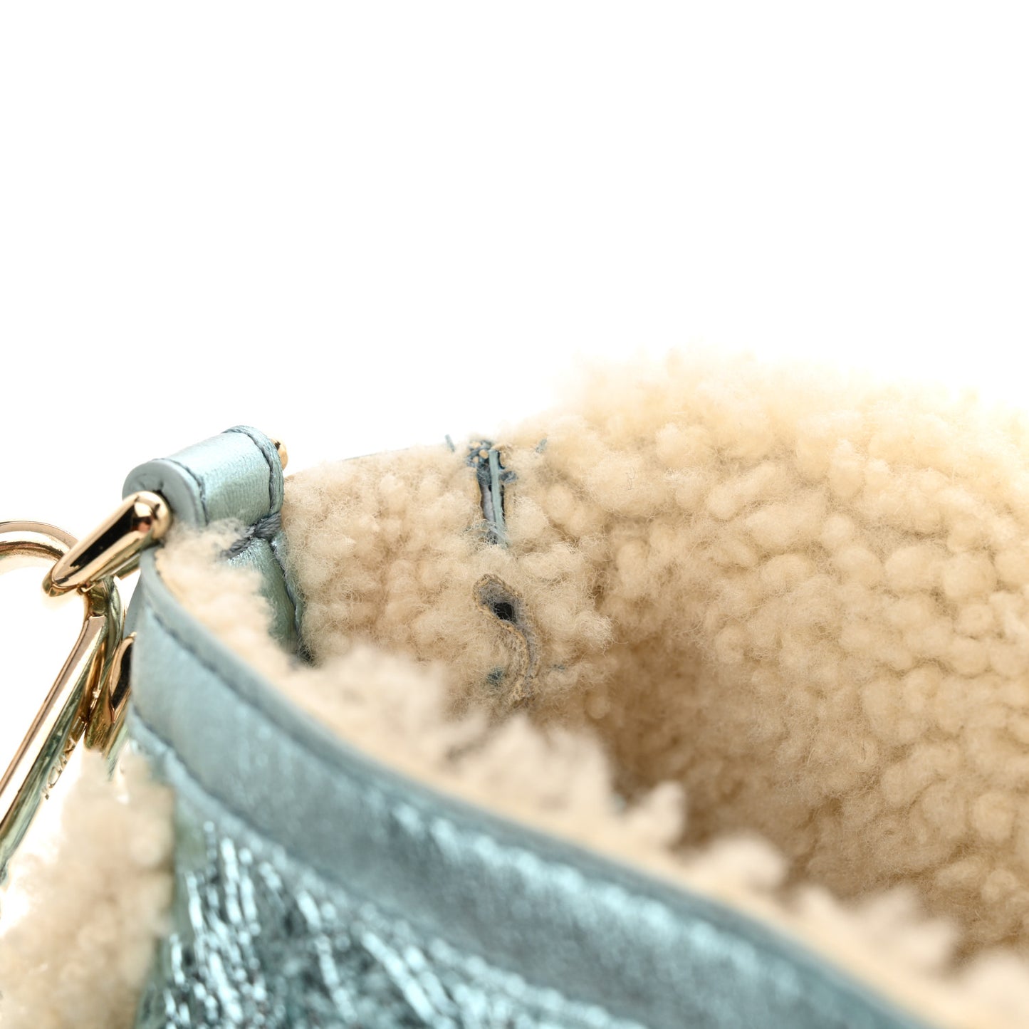 Metallic Lambskin Sheepskin Fur Re-Edition 2005-2006 Baguette Light Blue