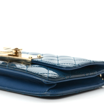 Chanel Patent Quilted Golden Class Wallet on Chain WOC Blue 9 of 9