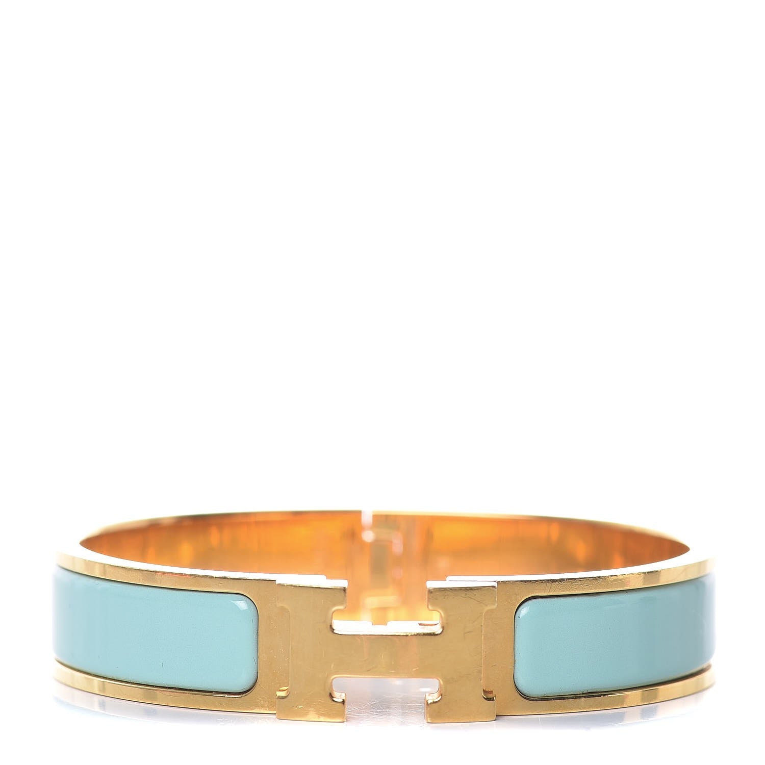 Hermes Enamel Narrow Clic Clac H Bracelet PM Bleu Atoll 1 of 6