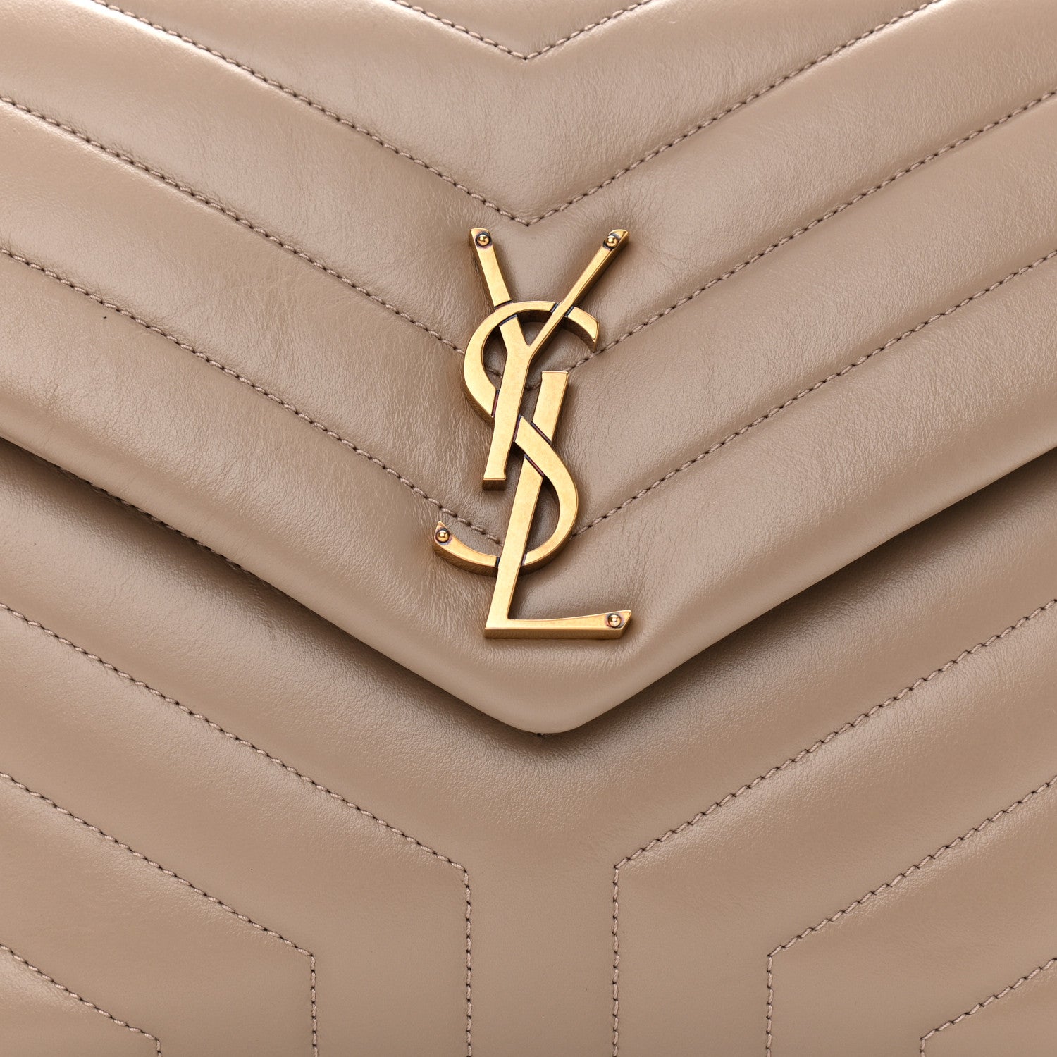 Saint Laurent Calfskin Y Quilted Monogram Medium Loulou Chain Satchel Dark Beige 8 of 10