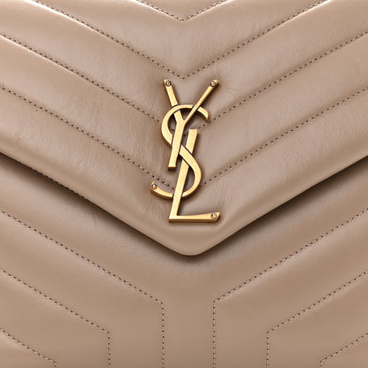 Saint Laurent Calfskin Y Quilted Monogram Medium Loulou Chain Satchel Dark Beige 8 of 10