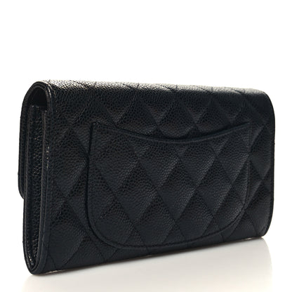 Chanel Caviar Quilted Large Gusset Flap Wallet Black 3 of 9