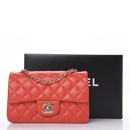 Chanel Lambskin Quilted Mini Rectangular Flap Red 10 of 10