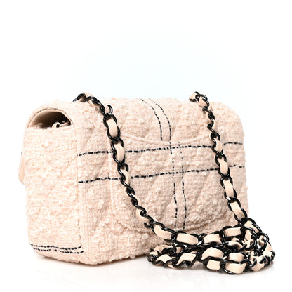 Chanel Tweed Quilted Mini Rectangular Flap Light Pink Black 3 of 9