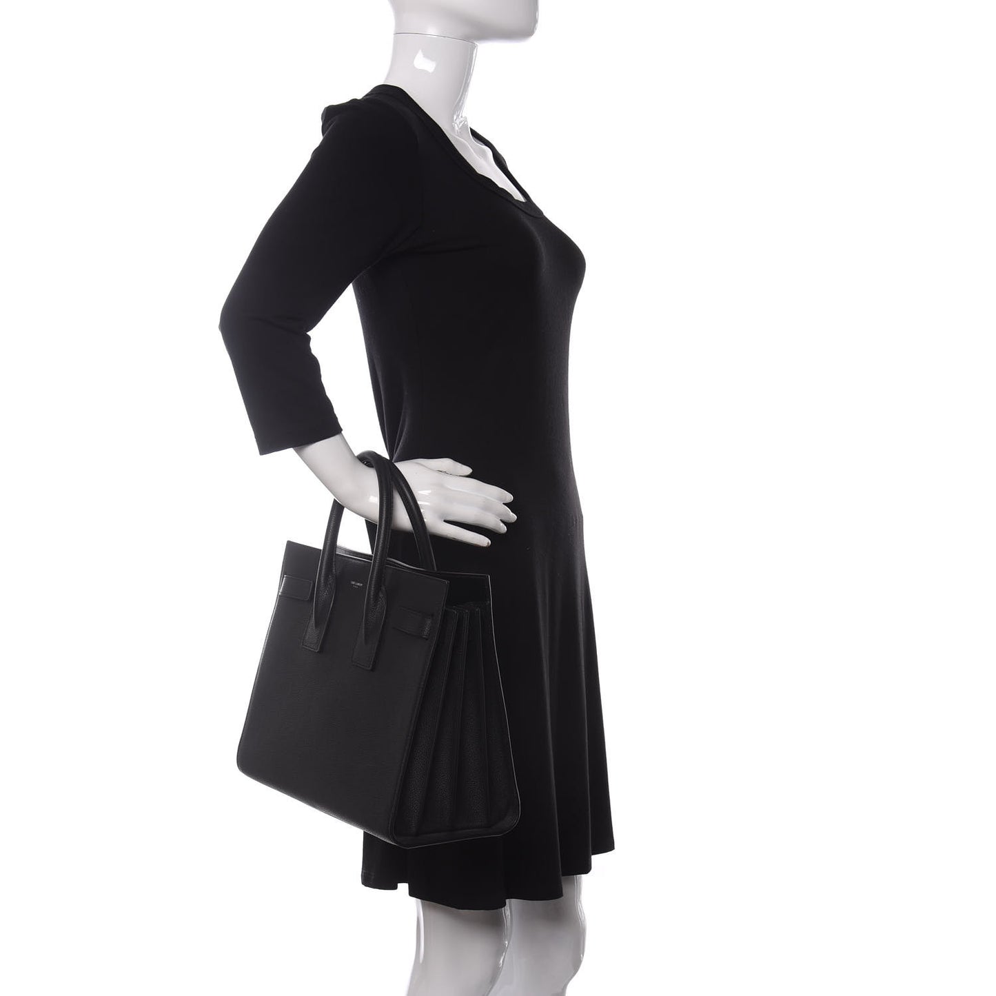 Grained Calfskin Small Sac De Jour Black