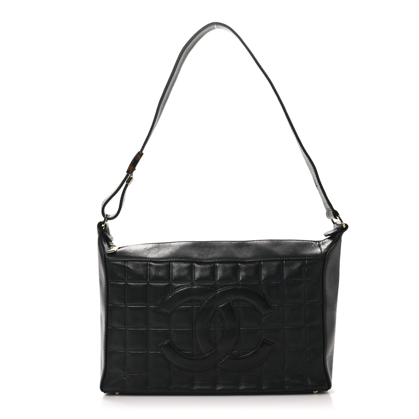 Lambskin Quilted Medium Chocolate Bar Shoulder Bag Black