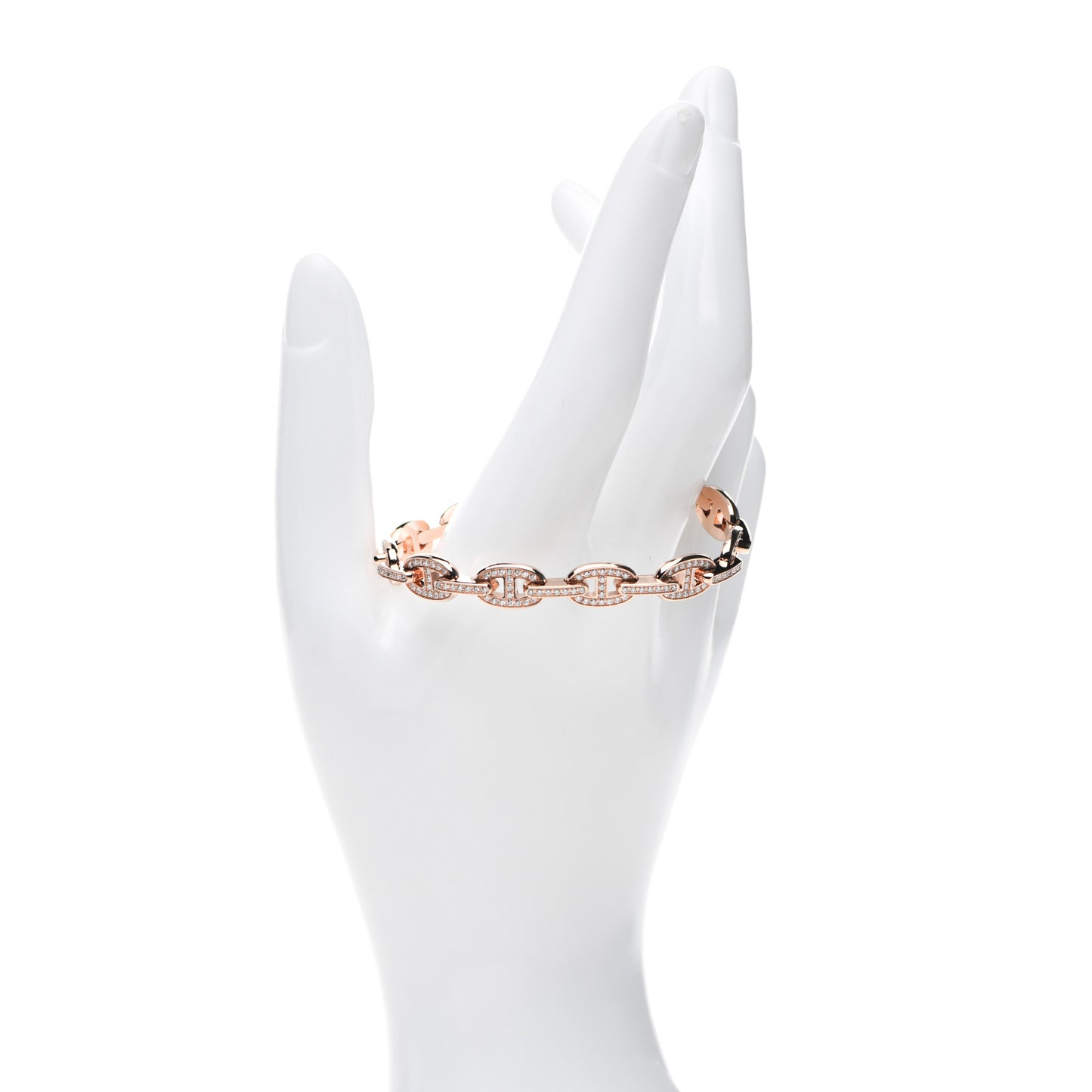 18K Rose Gold Diamond PM Chaine d'Ancre Enchainee Bracelet SH