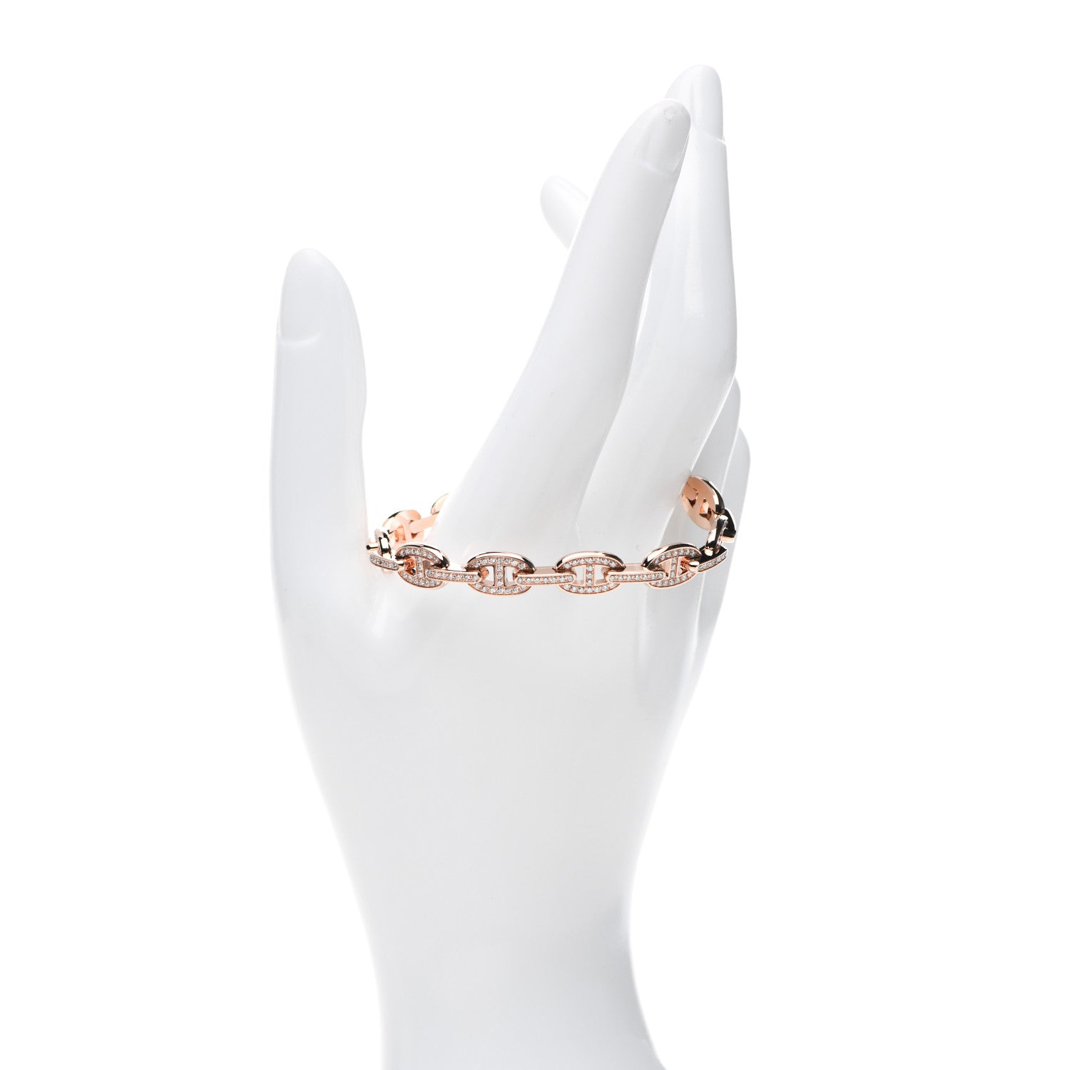 Hermes 18K Rose Gold Diamond PM Chaine d'Ancre Enchainee Bracelet SH 2 of 5
