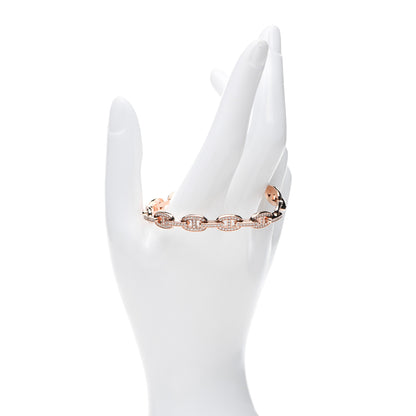 Hermes 18K Rose Gold Diamond PM Chaine d'Ancre Enchainee Bracelet SH 2 of 5