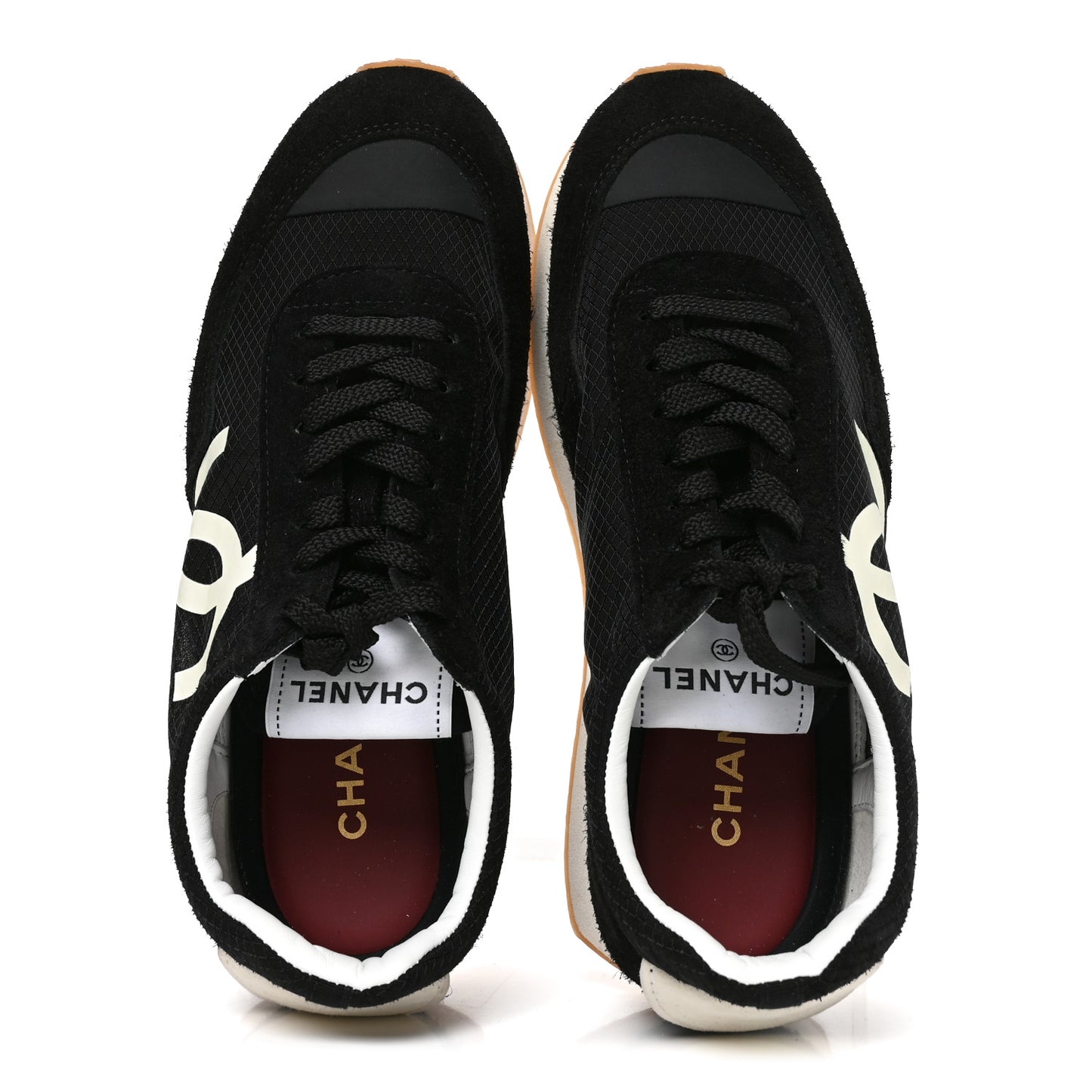 Mesh Suede Calfskin Womens Logo Sneakers 39.5 Black White