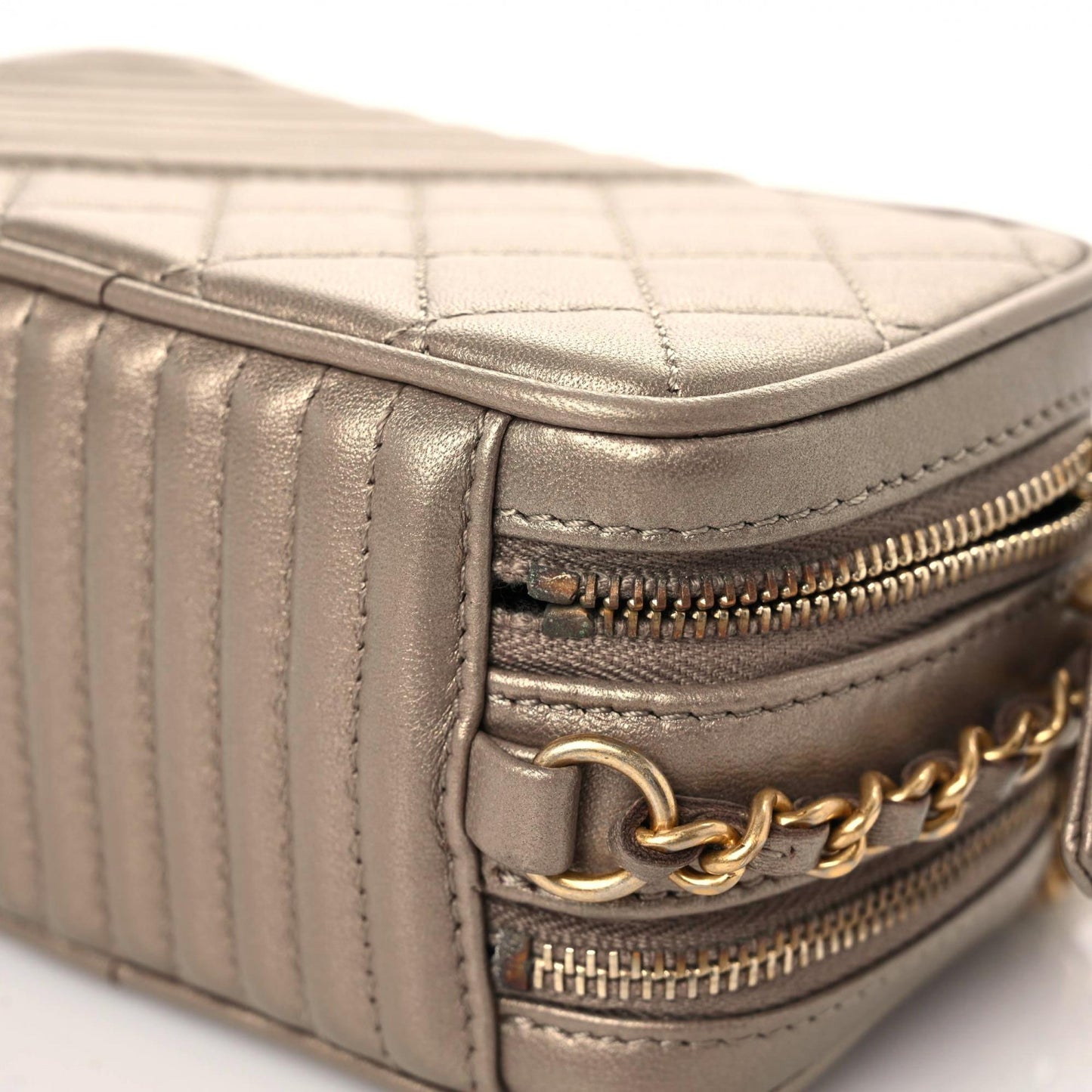Metallic Lambskin Mini Coco Boy Camera Case Dark Gold