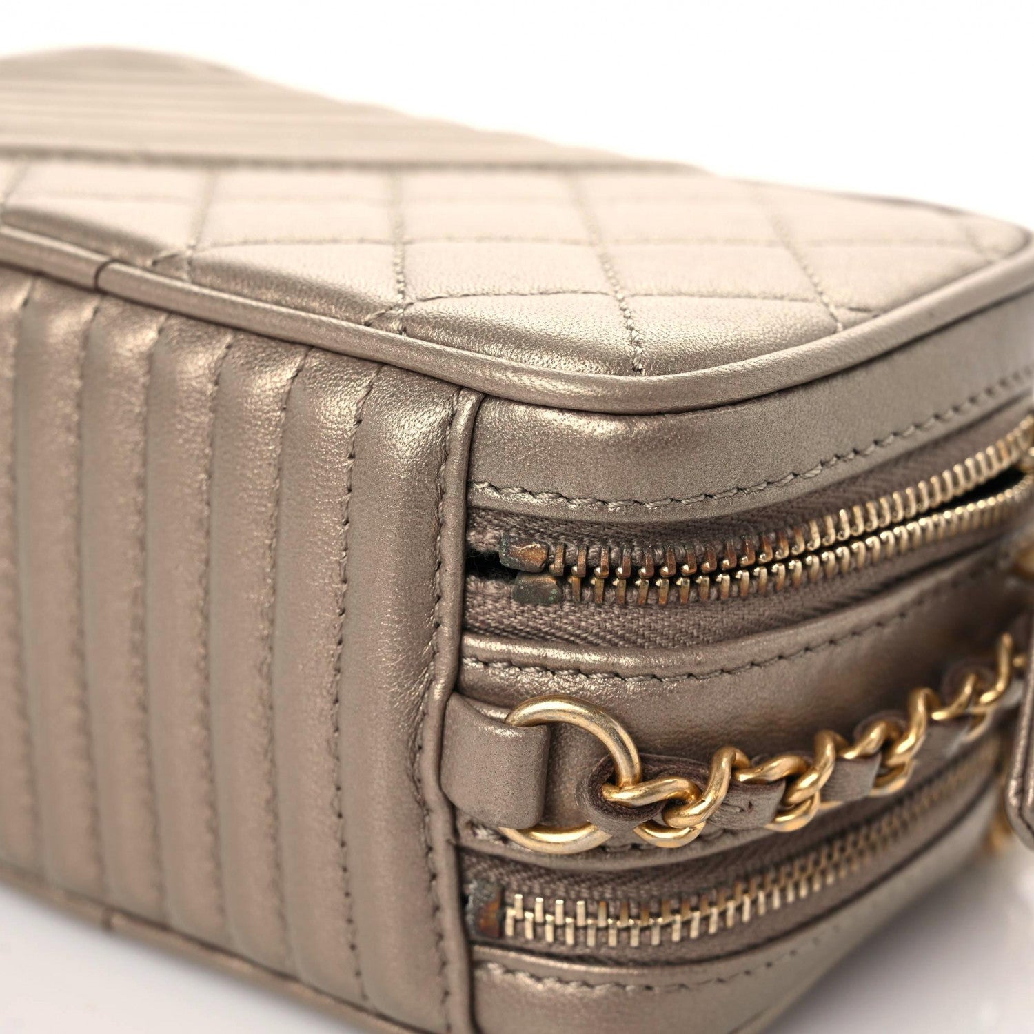 Chanel Metallic Lambskin Mini Coco Boy Camera Case Dark Gold 12 of 13