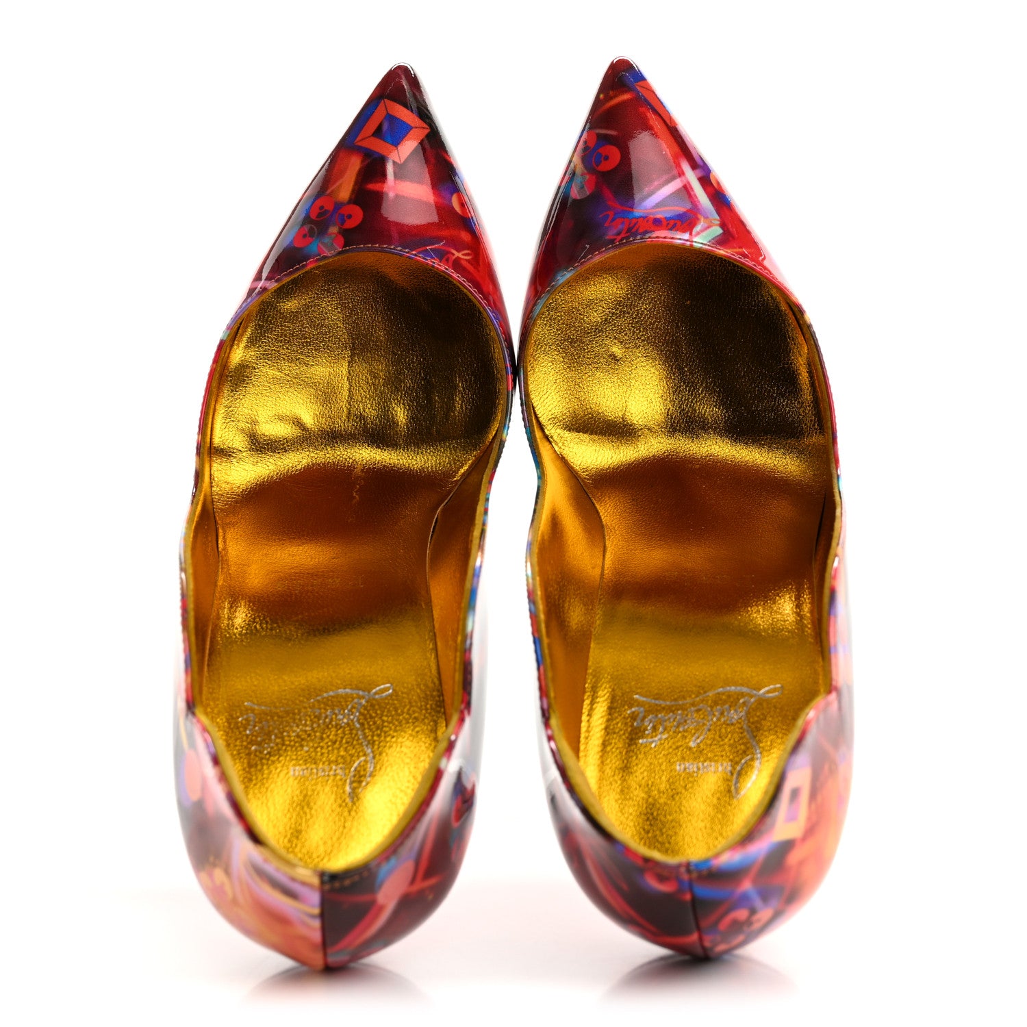 Christian Louboutin Patent Discolaser Hot Chick 100 Pumps 35.5 Multicolor Lin Yellow 2 of 9