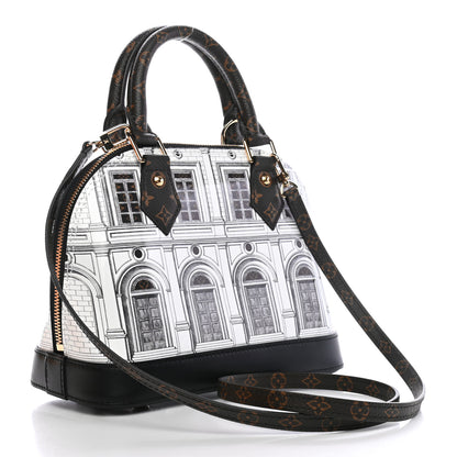 Louis Vuitton X FORNASETTI Calfskin Architettura Alma BB Black White 3 of 8