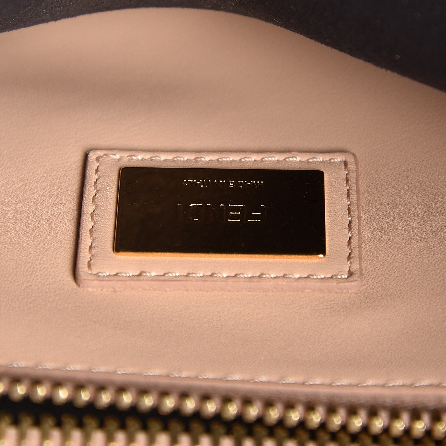 Fendi Vitello Seta Burro Medium Peekaboo Iconic Satchel Blue Notte Plaster 6 of 7