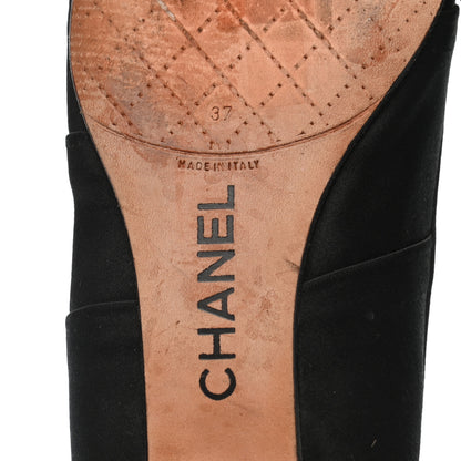 Chanel Satin CC Bow Flats 37 Black 6 of 13