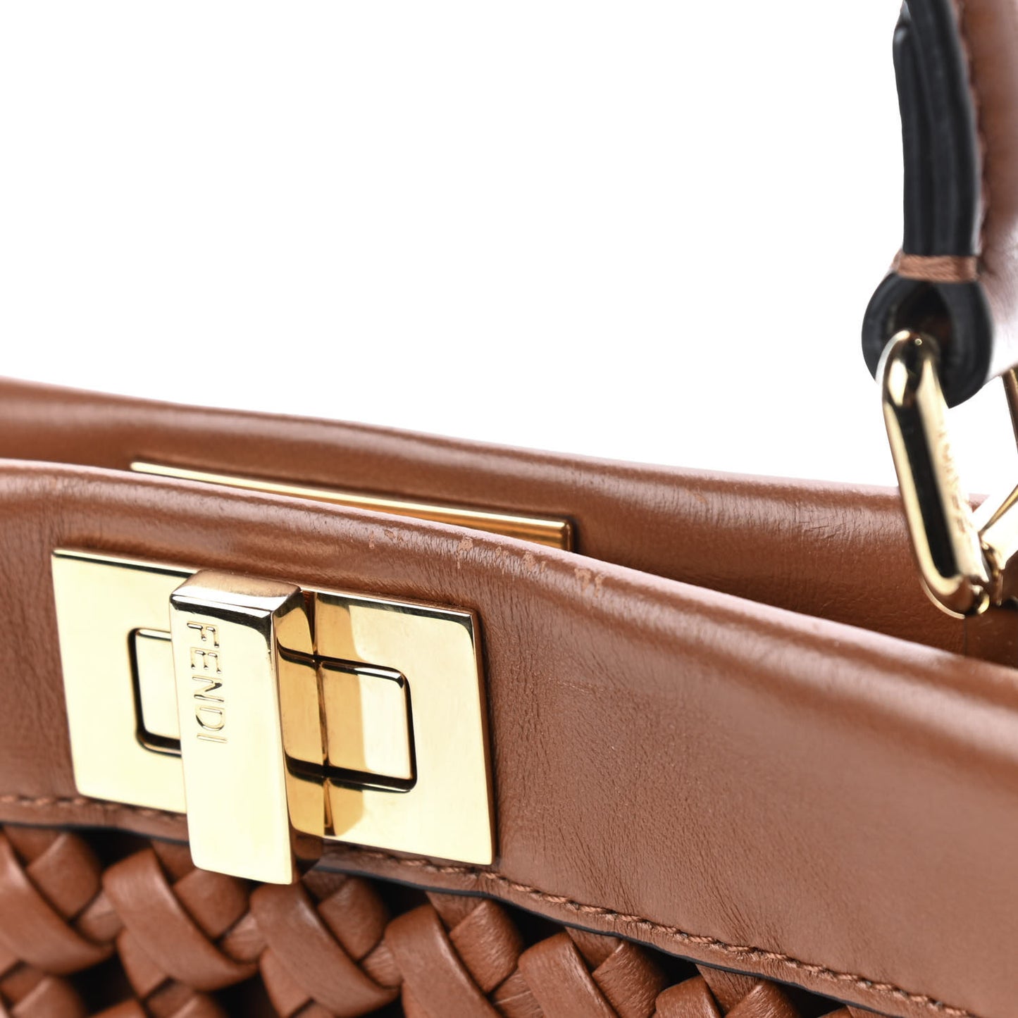 Nappa Woven Mini Peekaboo Iconic Satchel Orange