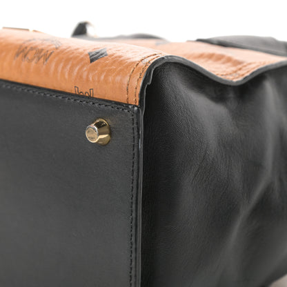 MCM Visetos Small Kathy Double Zip Tote Cognac Black 11 of 13