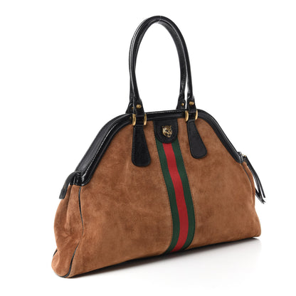Gucci Suede Ophidia Large Re(Belle) Top Handle Bag Nocciola Black 3 of 13