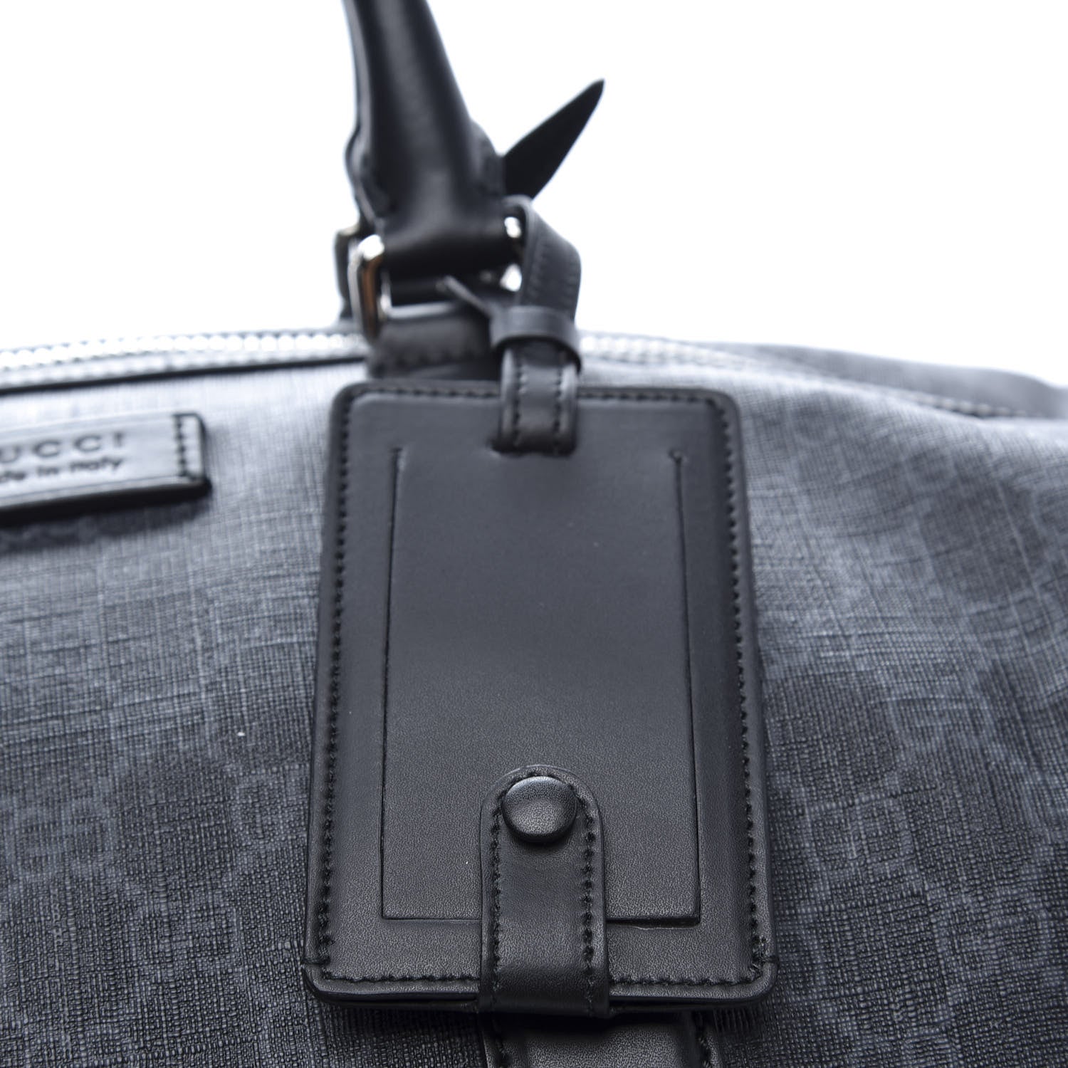 Gucci Soft GG Supreme Monogram Appia Calfskin Web Large Carry On Duffle Bag Black Grey 10 of 12