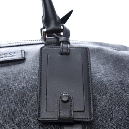 Gucci Soft GG Supreme Monogram Appia Calfskin Web Large Carry On Duffle Bag Black Grey 10 of 12