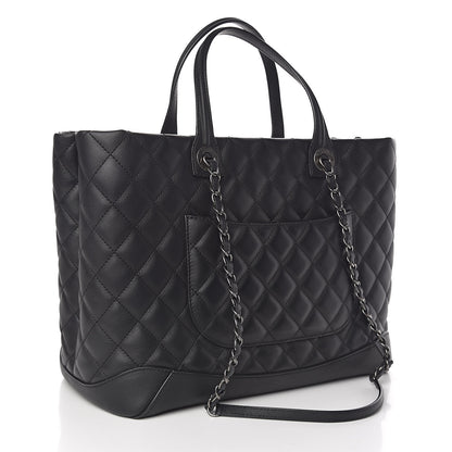 Chanel Calfskin Quilted Large Easy Shopping Tote Black 3 of 11