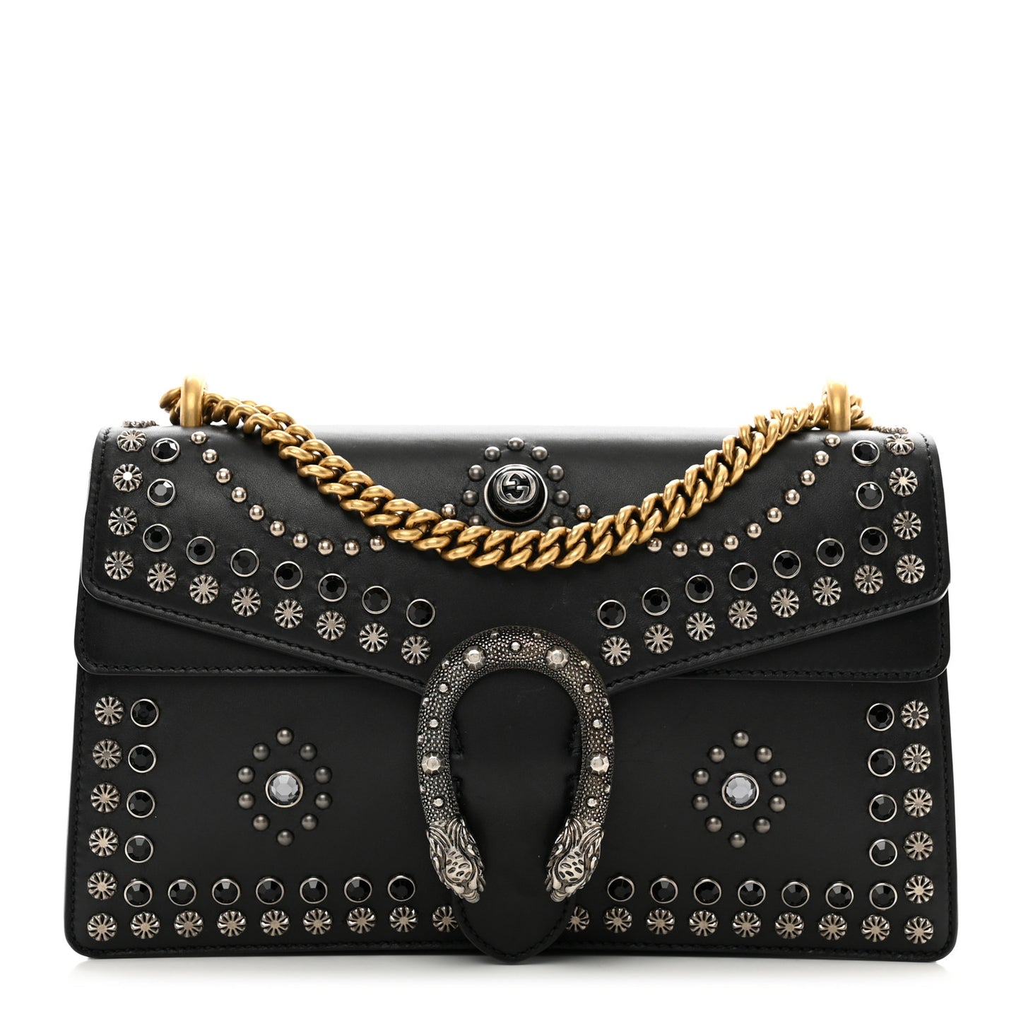 Calfskin Studded Small Dionysus Shoulder Bag Black