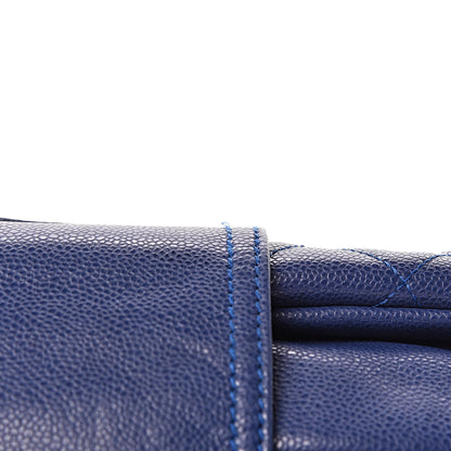 Chanel Glazed Caviar Flap Hobo Dark Blue 11 of 12