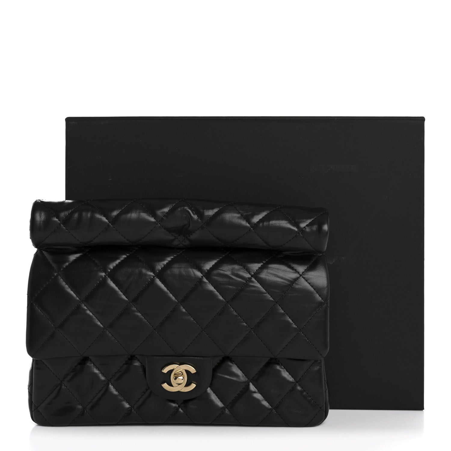 Chanel Crumpled Calfskin Quilted Clutch Black 8 of 8