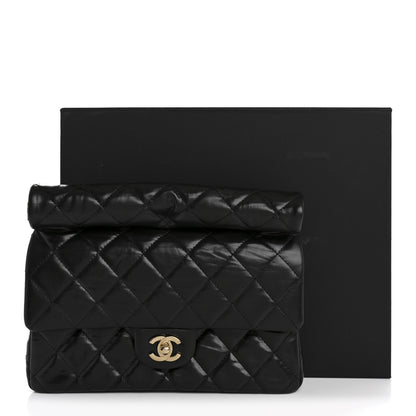 Chanel Crumpled Calfskin Quilted Clutch Black 8 of 8
