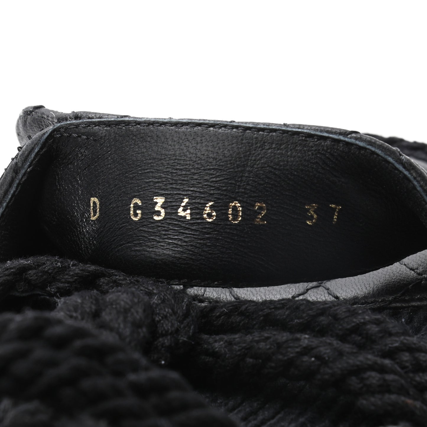 Cord Lambskin Quilted Logo Sandals 37 Black