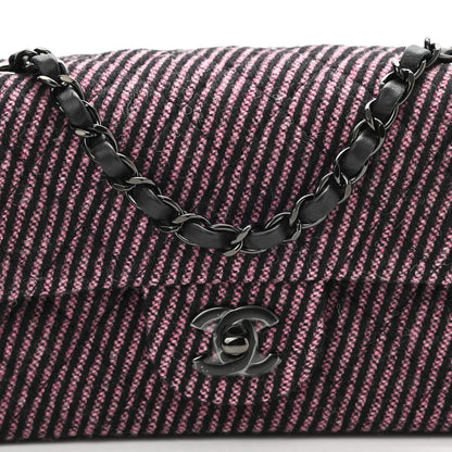 Chanel Wool Tweed Quilted Mini Rectangular Flap Pink Black 7 of 10