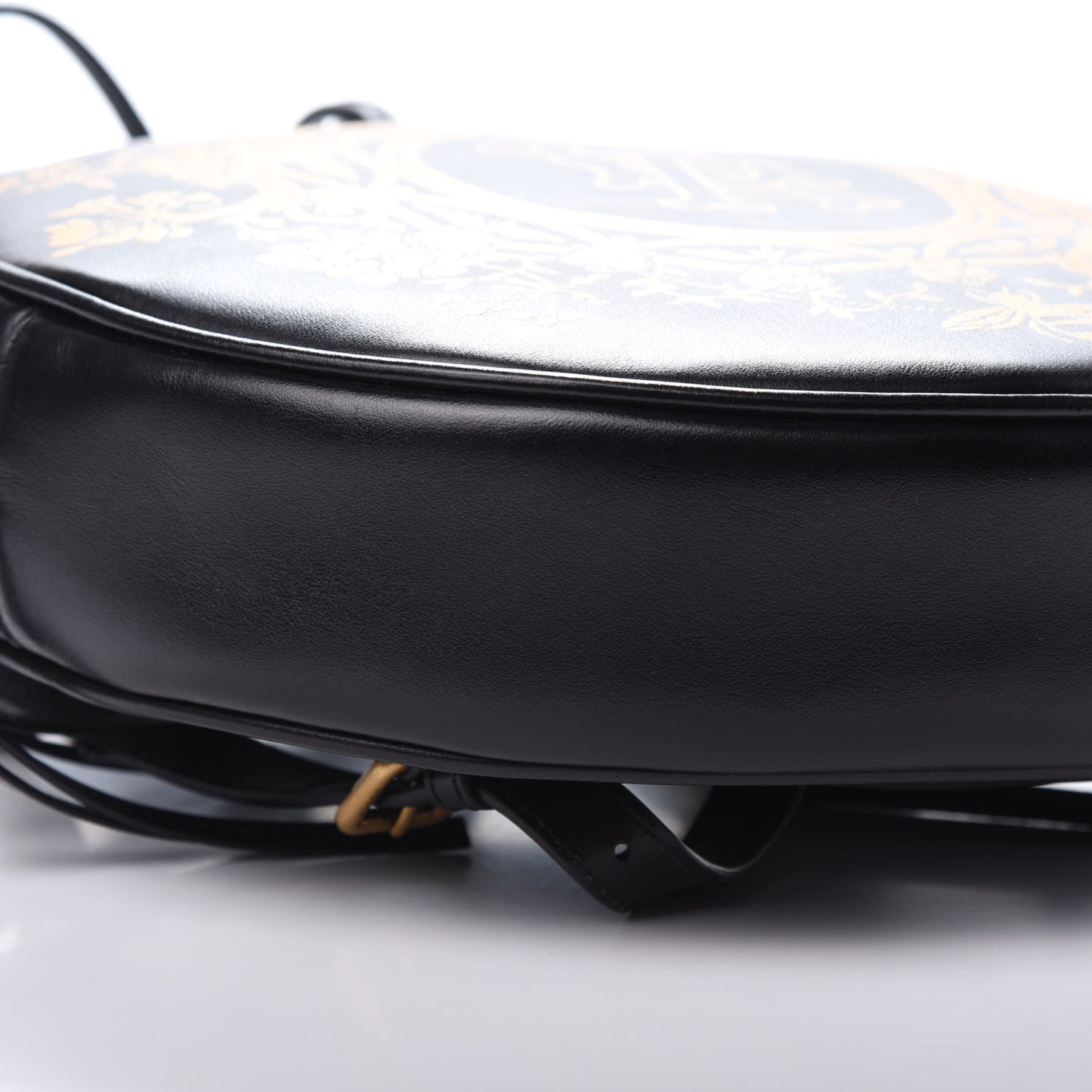 Calfskin LA Round Backpack Black Gold