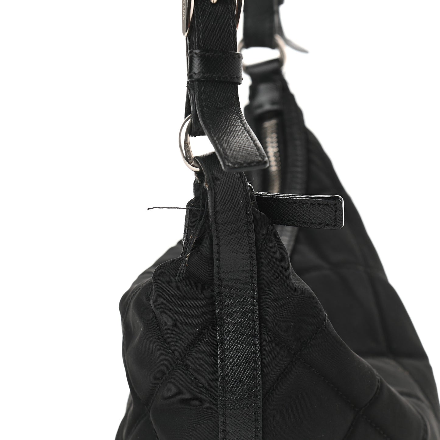 Tessuto Nylon Quilted Saffiano Shoulder Bag Black