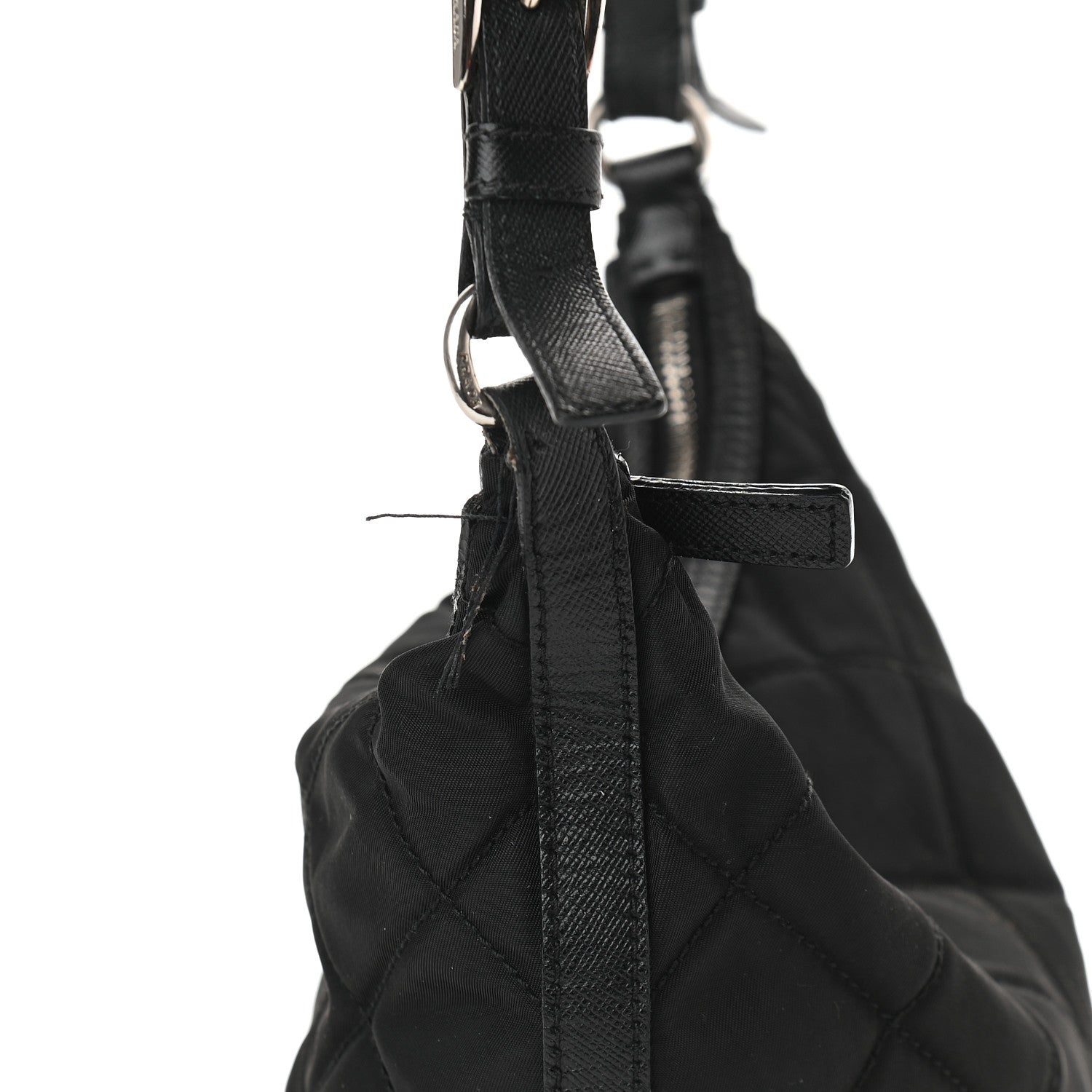 Prada Tessuto Nylon Quilted Saffiano Shoulder Bag Black 9 of 10