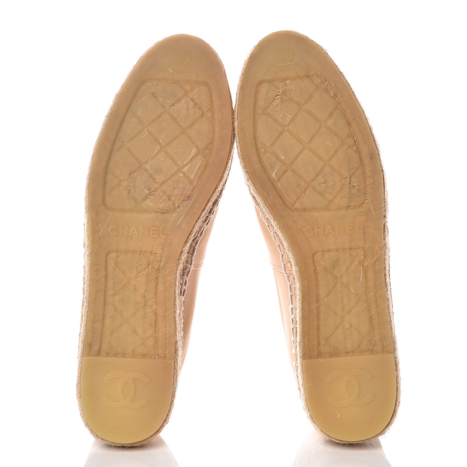 Chanel Lambskin CC Espadrilles 38 Beige Black 5 of 10