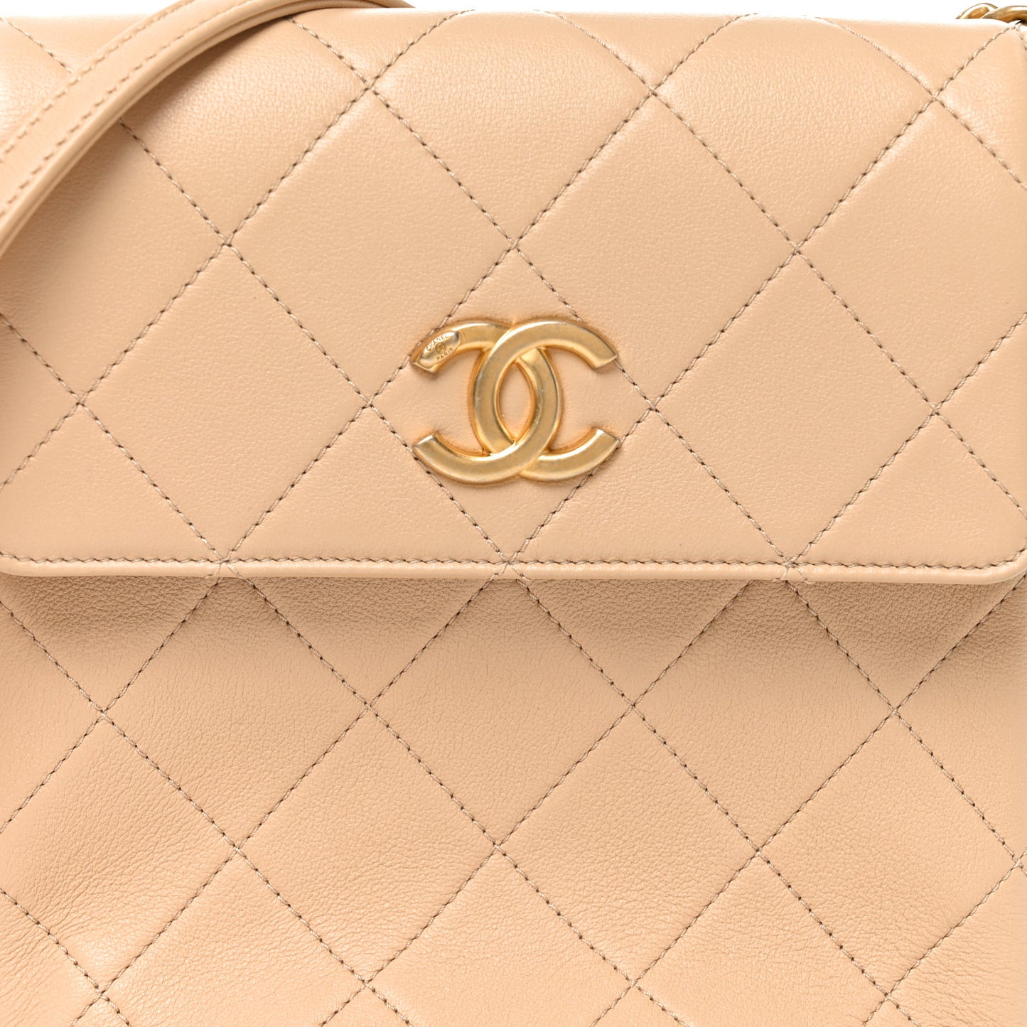 Calfskin Quilted Pearl Small Hobo Bag Beige