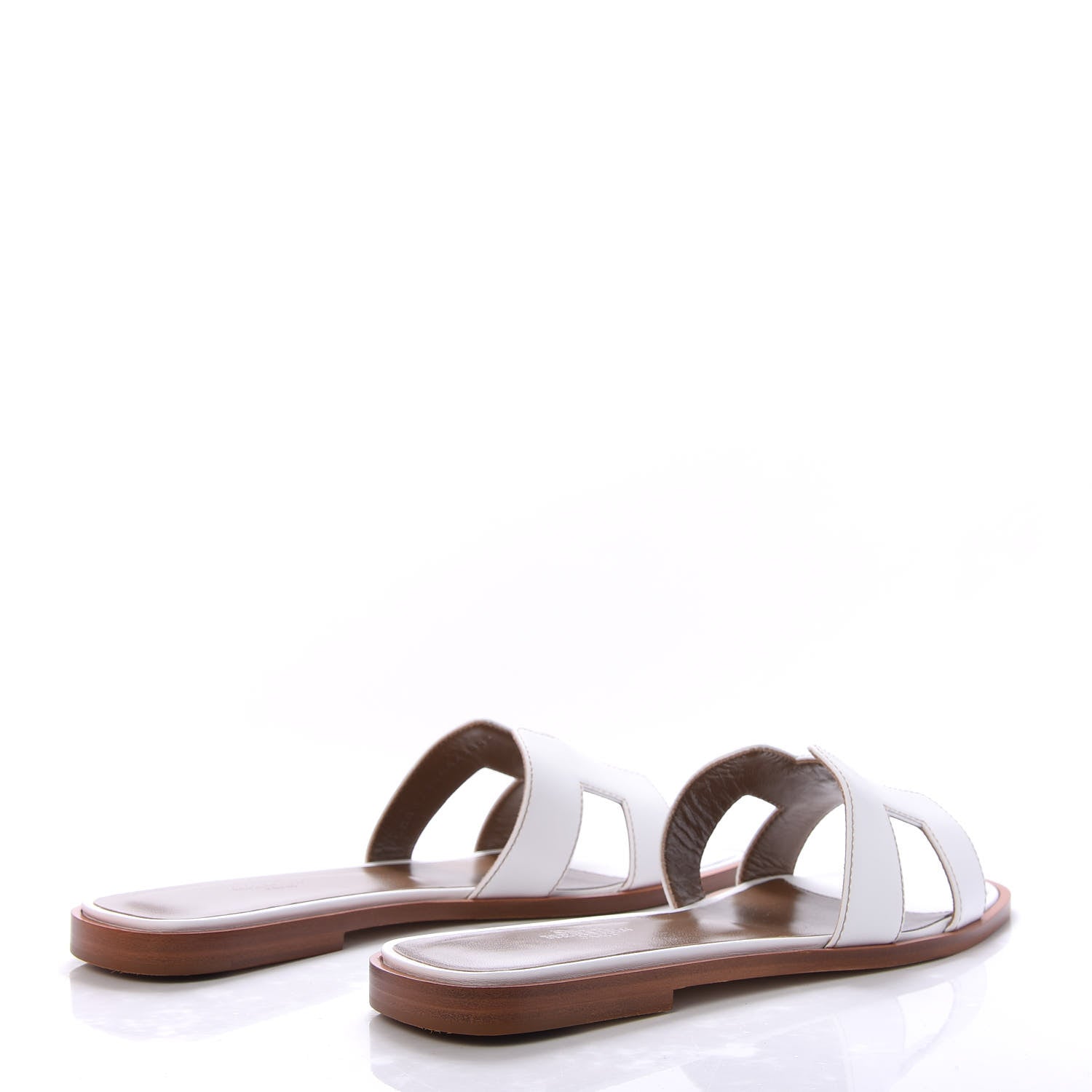 Hermes Box Calfskin Oran Sandals 38 White 4 of 10