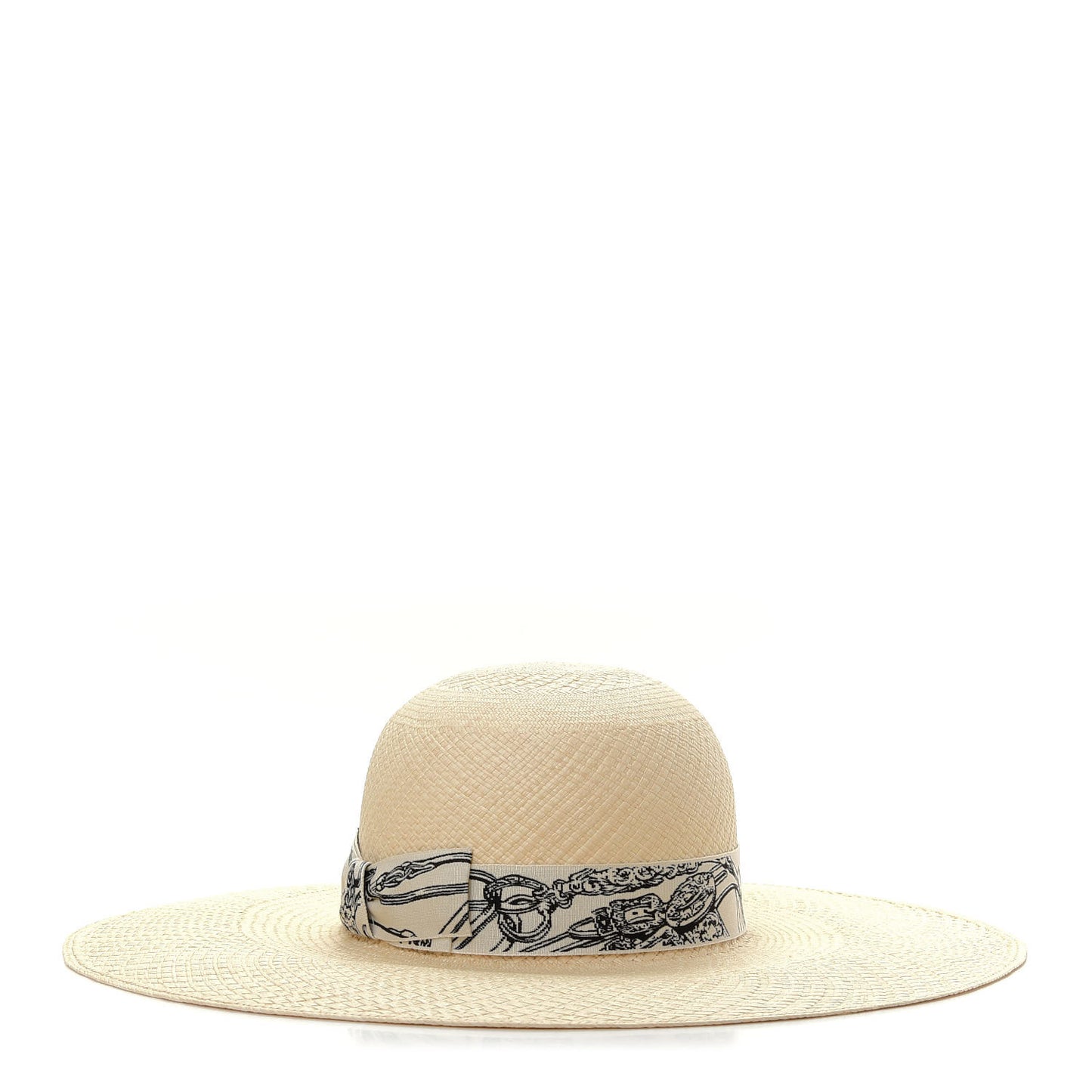 Straw Brides De Gala Panama Hat 57 Naturel Ecru Black
