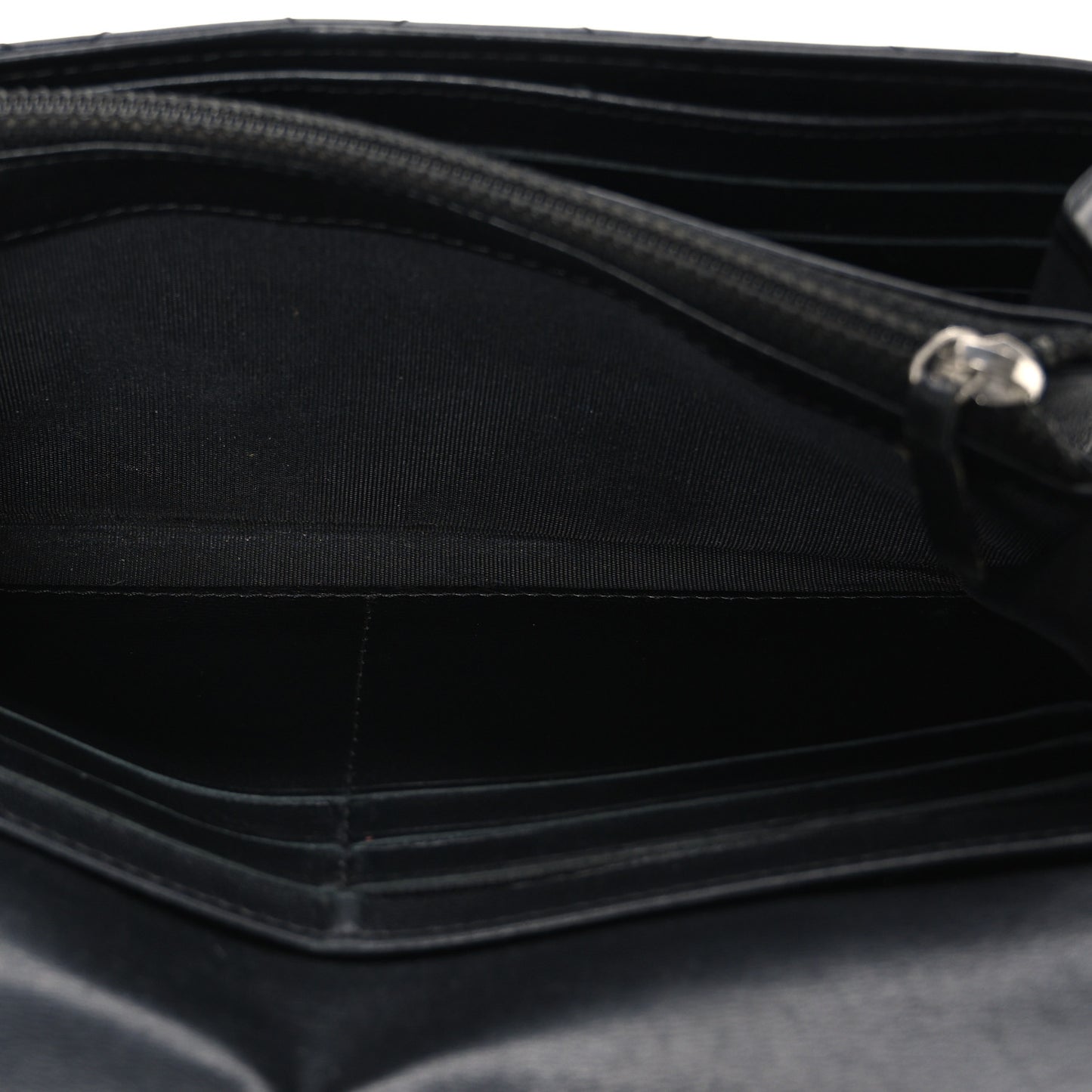 Calfskin Quilted Cambon Gusset Flap Wallet Black