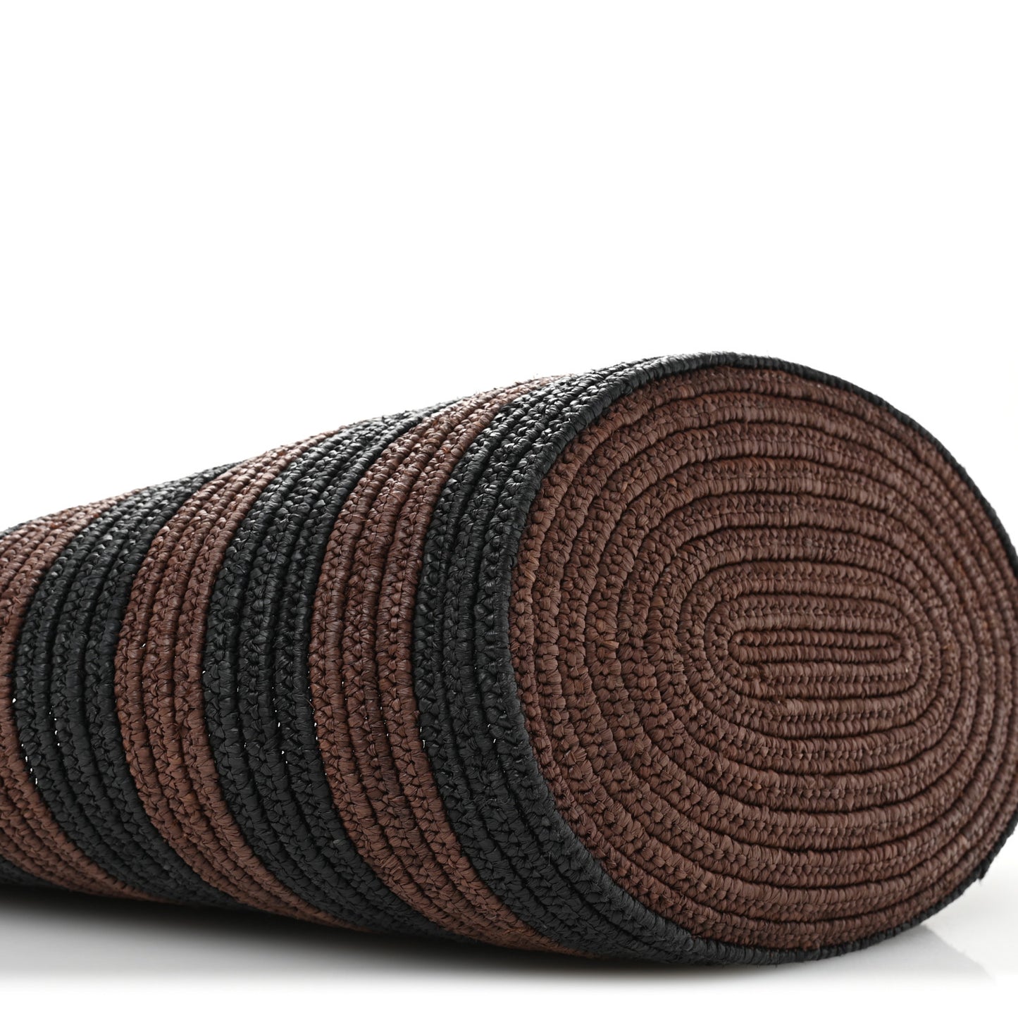 Raffia Striped Calfskin Triomphe Couffin Panier Black Brown