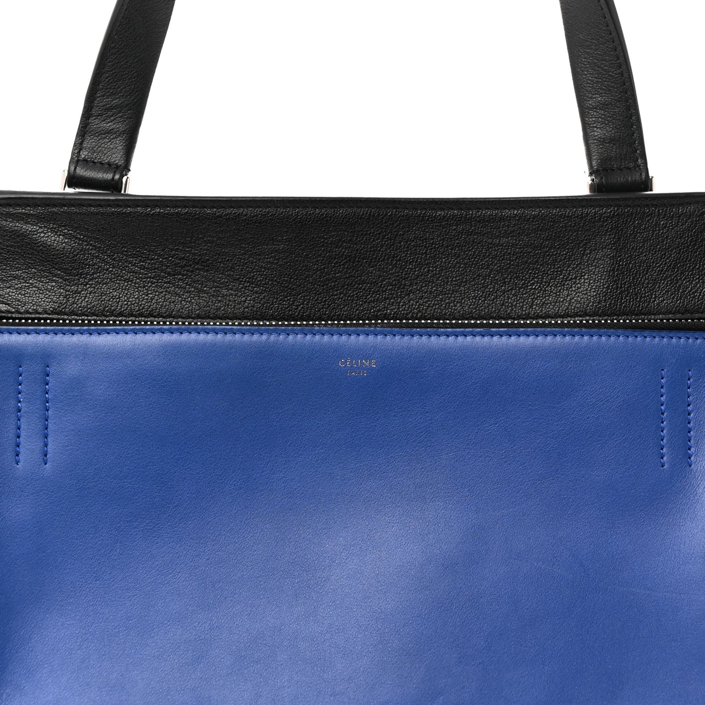 Calfskin Medium Tri-Color Edge Shoulder Bag Blue Multicolor