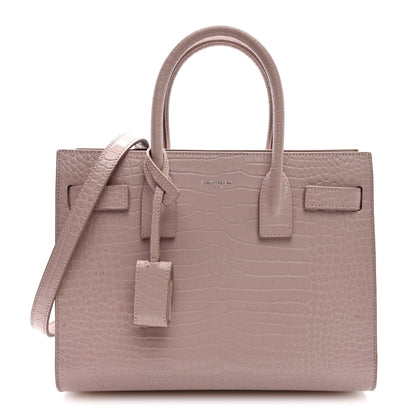 Saint Laurent Calfskin Crocodile Embossed Baby Sac De Jour Rose Antic 1 of 9