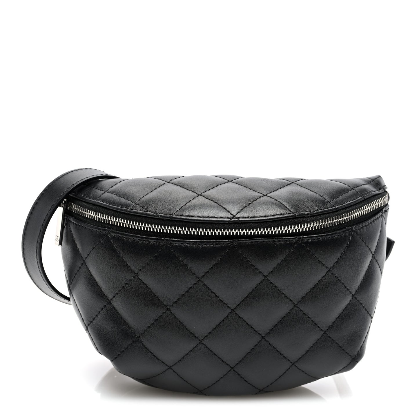 Calfskin Quilted Waist Belt Bag Black